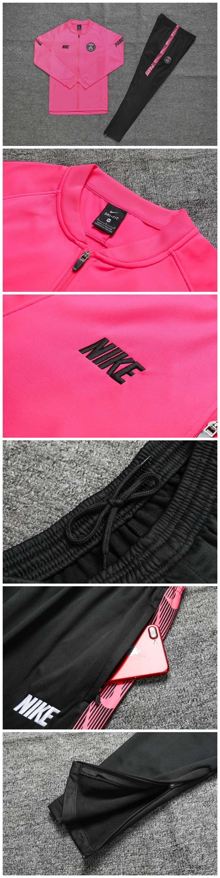 2019-20 PSG Pink High Neck Collar Training Kit - Click Image to Close